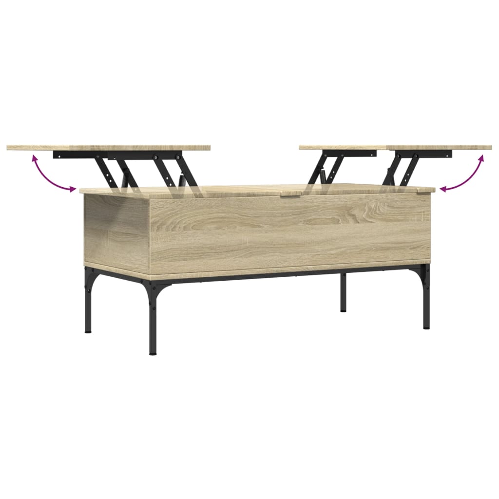 Coffee Table Sonoma Oak 100x50x45 cm Engineered Wood and Metal