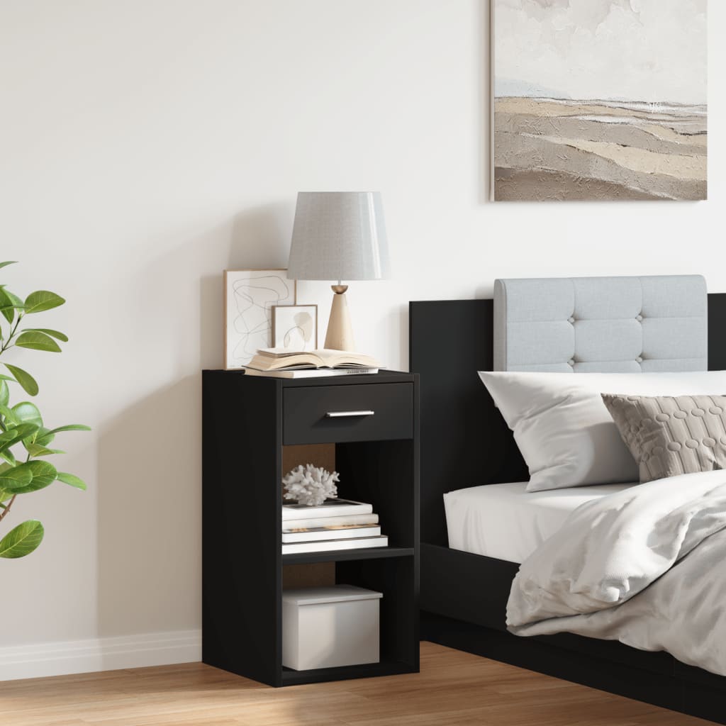 Bedside Cabinet Black 35x34x65 cm Engineered Wood