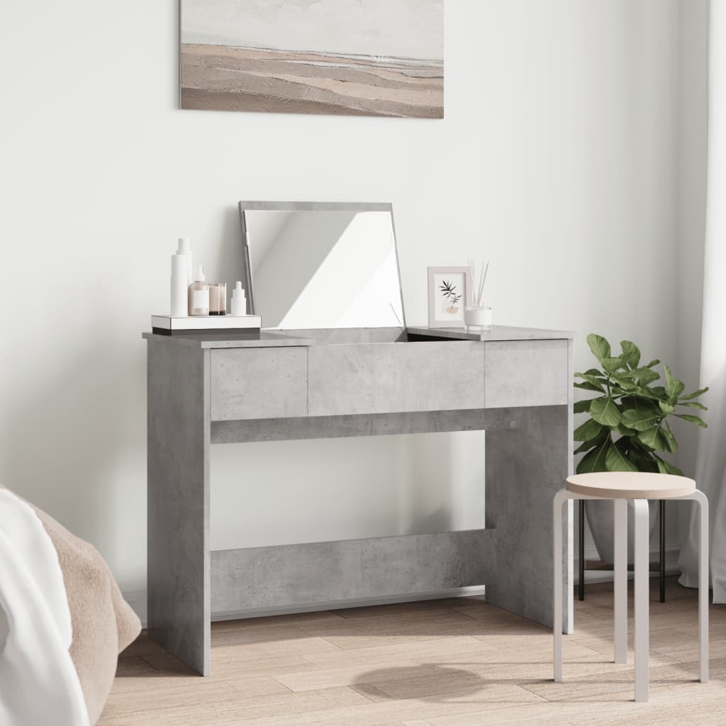 Dressing Table with Mirror Concrete Grey 100x45x76 cm
