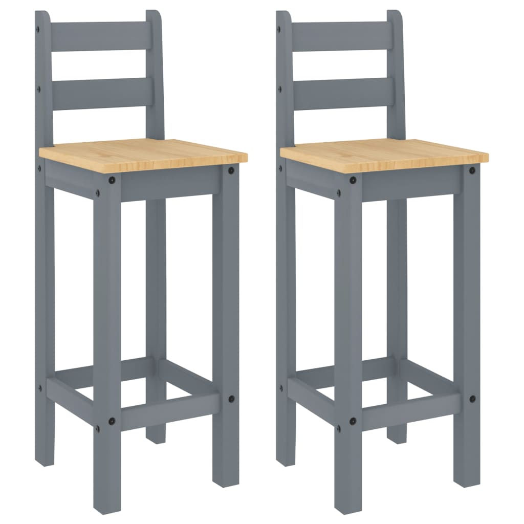 Bar Chairs 2 pcs Grey Solid Wood Pine