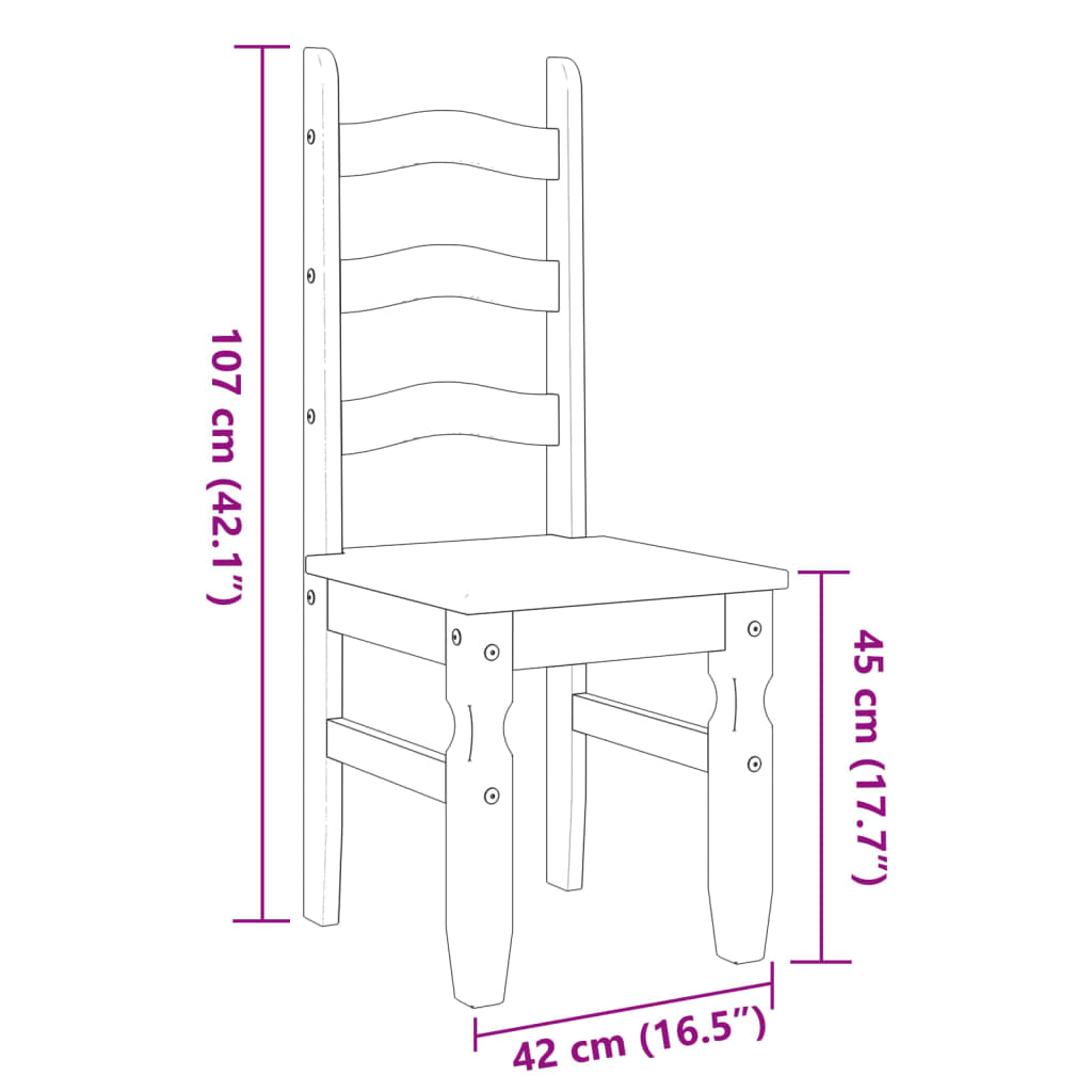 Dining Chairs 2 pcs Corona Grey 42x47x107 cm Solid Wood Pine