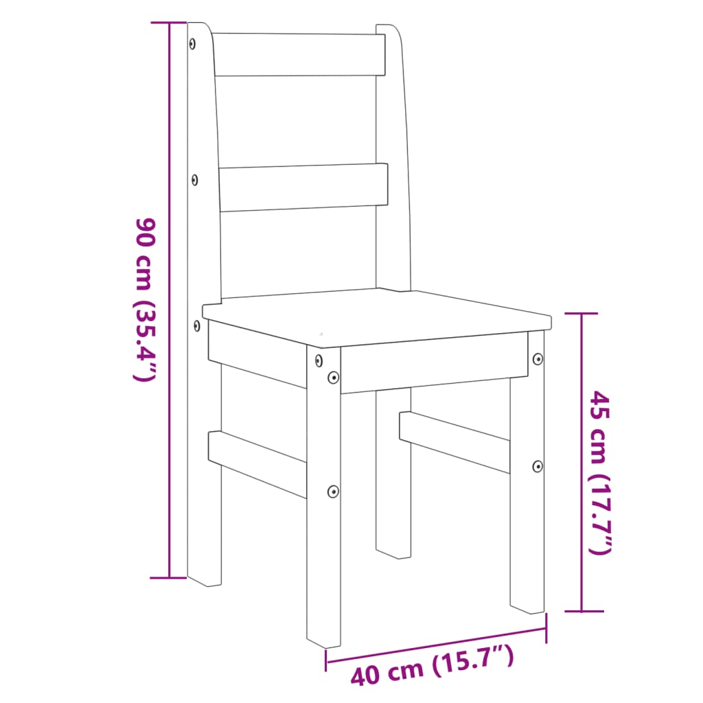 Dining Chairs 2 pcs Panama White 40x46x90 cm Solid Wood Pine