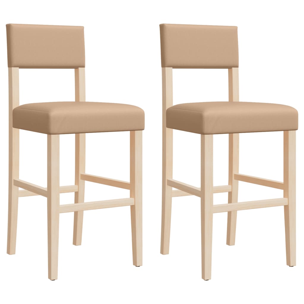 Bar Chairs 2 pcs Solid Wood Rubber and Faux Leather