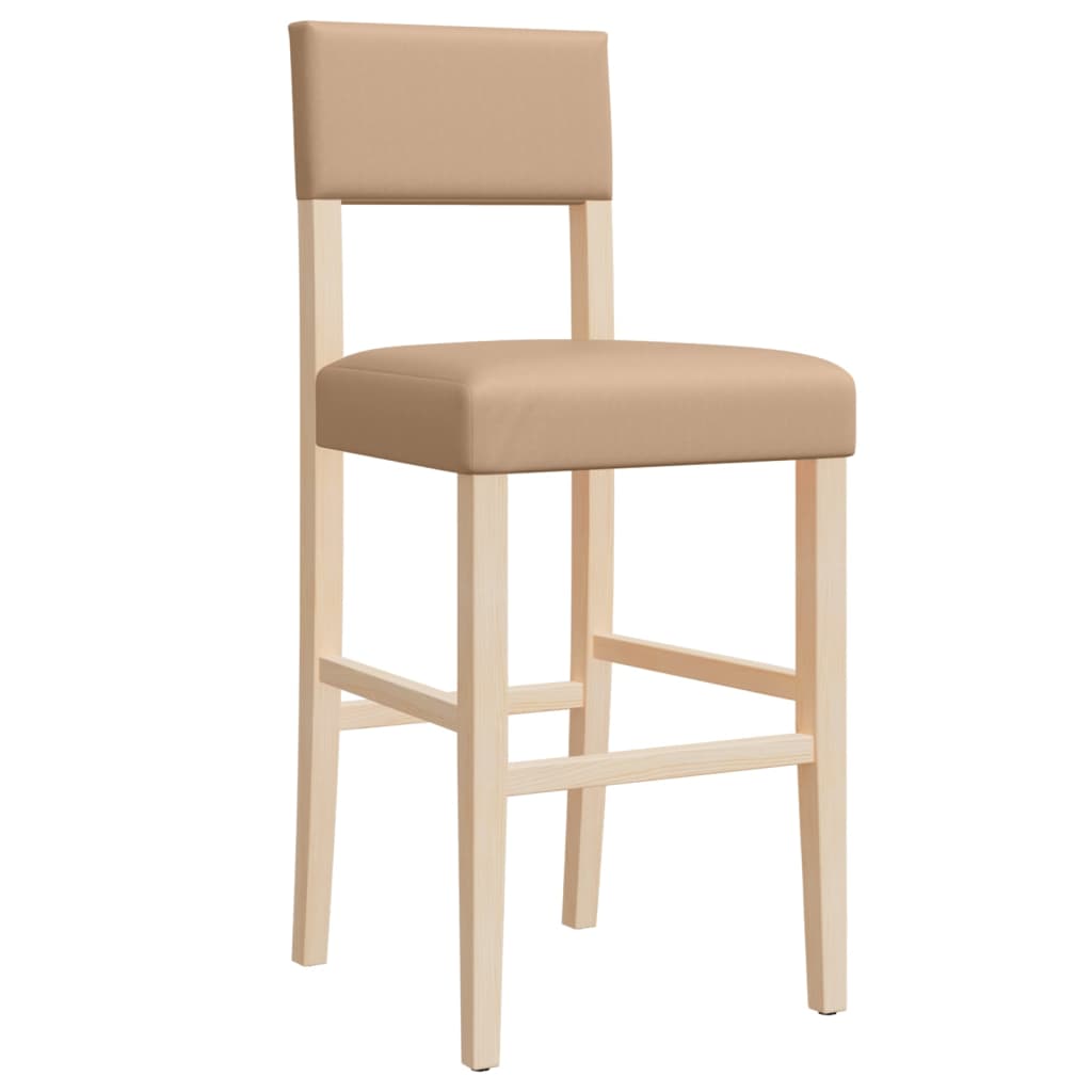 Bar Chairs 2 pcs Solid Wood Rubber and Faux Leather