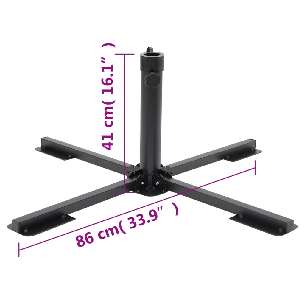 Parasol Base Foldable for Ø38/48 mm Pole Glossy Black Steel