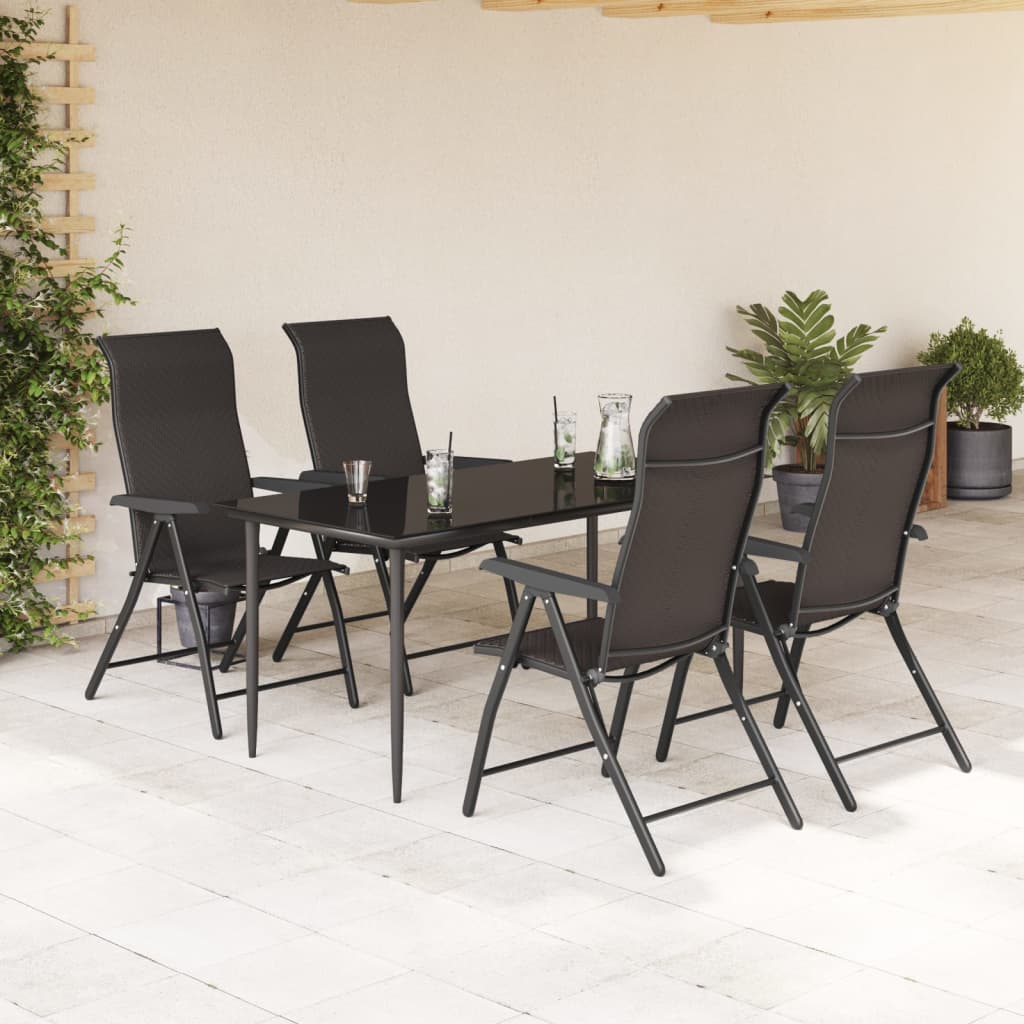 Folding Garden Chairs 4 pcs Black Coffee Poly Rattan