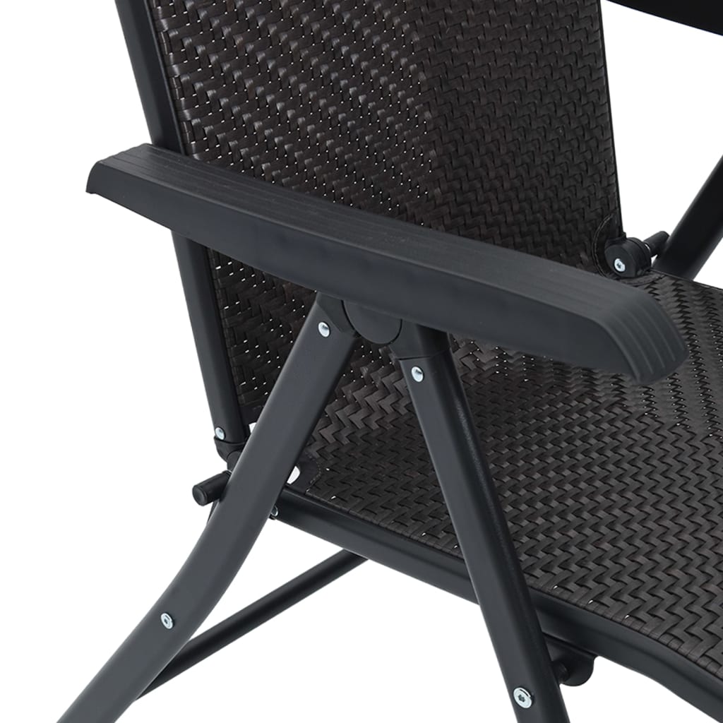 Folding Garden Chairs 4 pcs Black Coffee Poly Rattan