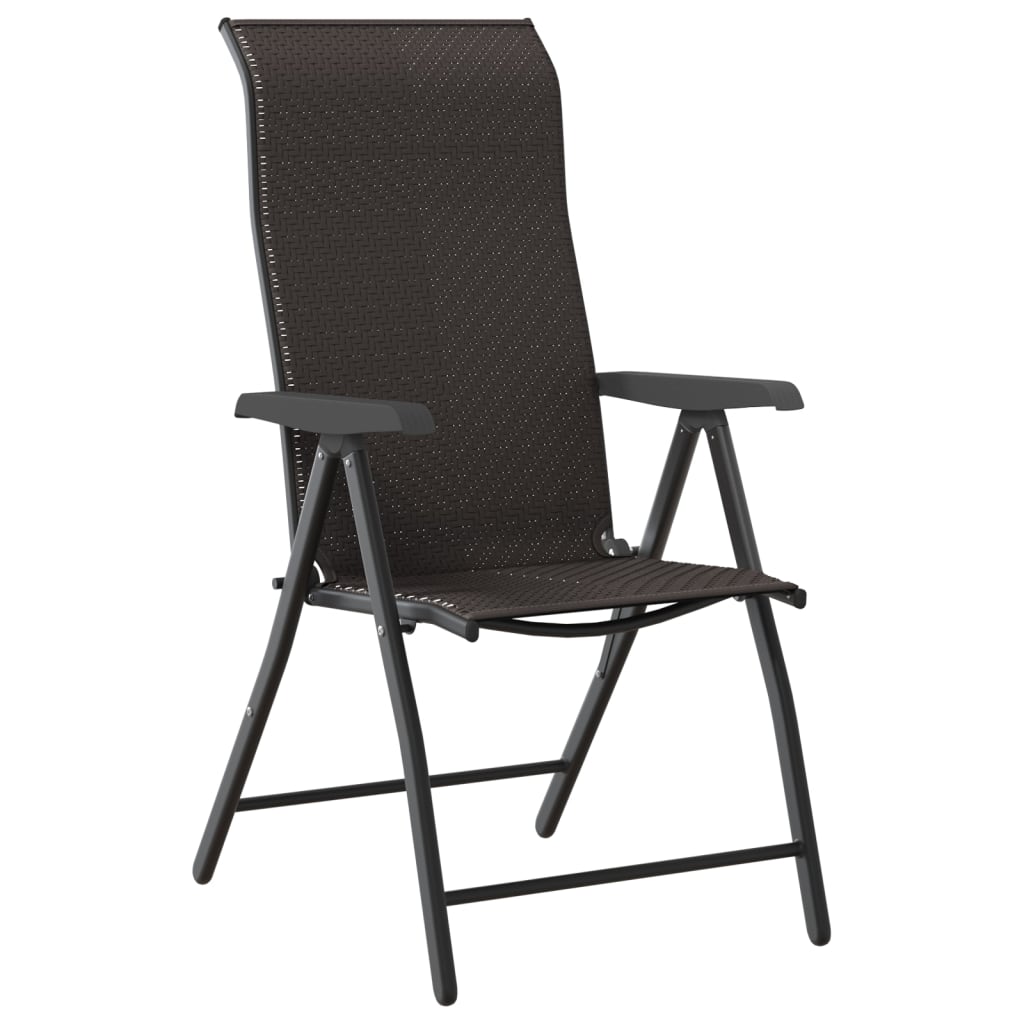 Folding Garden Chairs 8 pcs Black Coffee Poly Rattan