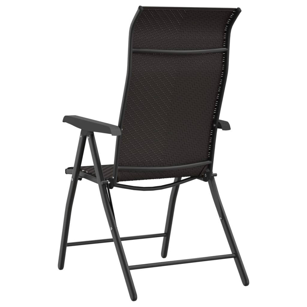 Folding Garden Chairs 8 pcs Black Coffee Poly Rattan