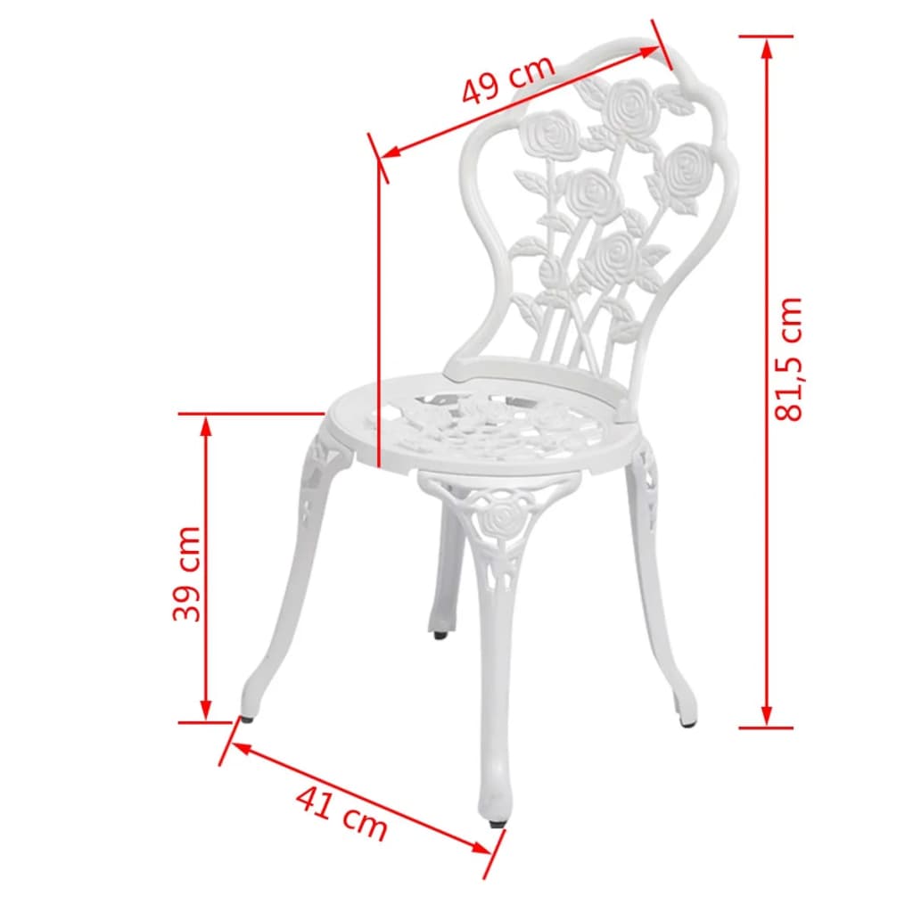 Bistro Chairs 2 pcs Cast Aluminium White