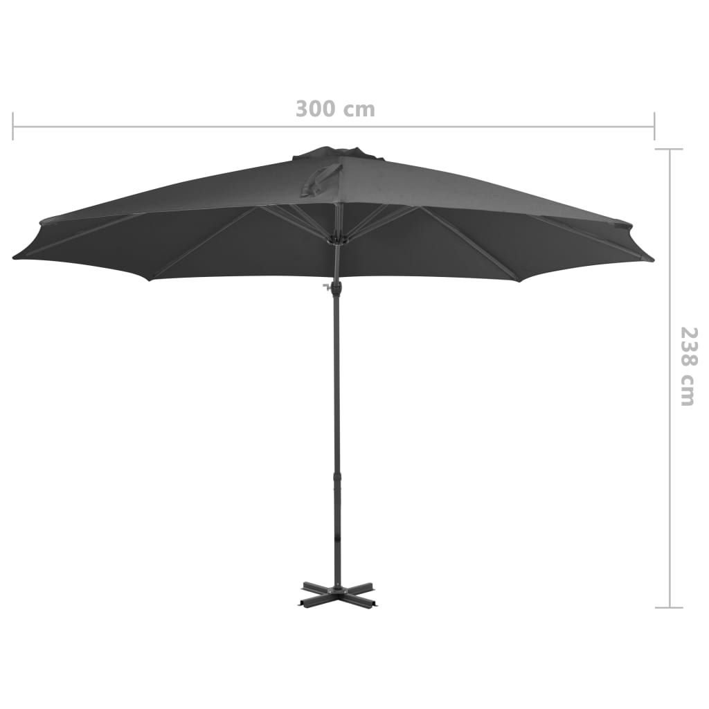 Cantilever Garden Parasol with Aluminium Pole Anthracite 300 cm