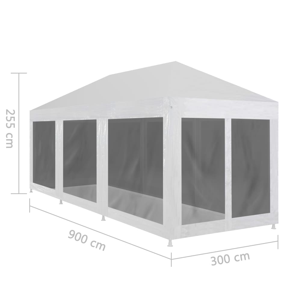 Party Tent with 8 Mesh Sidewalls 9x3 m