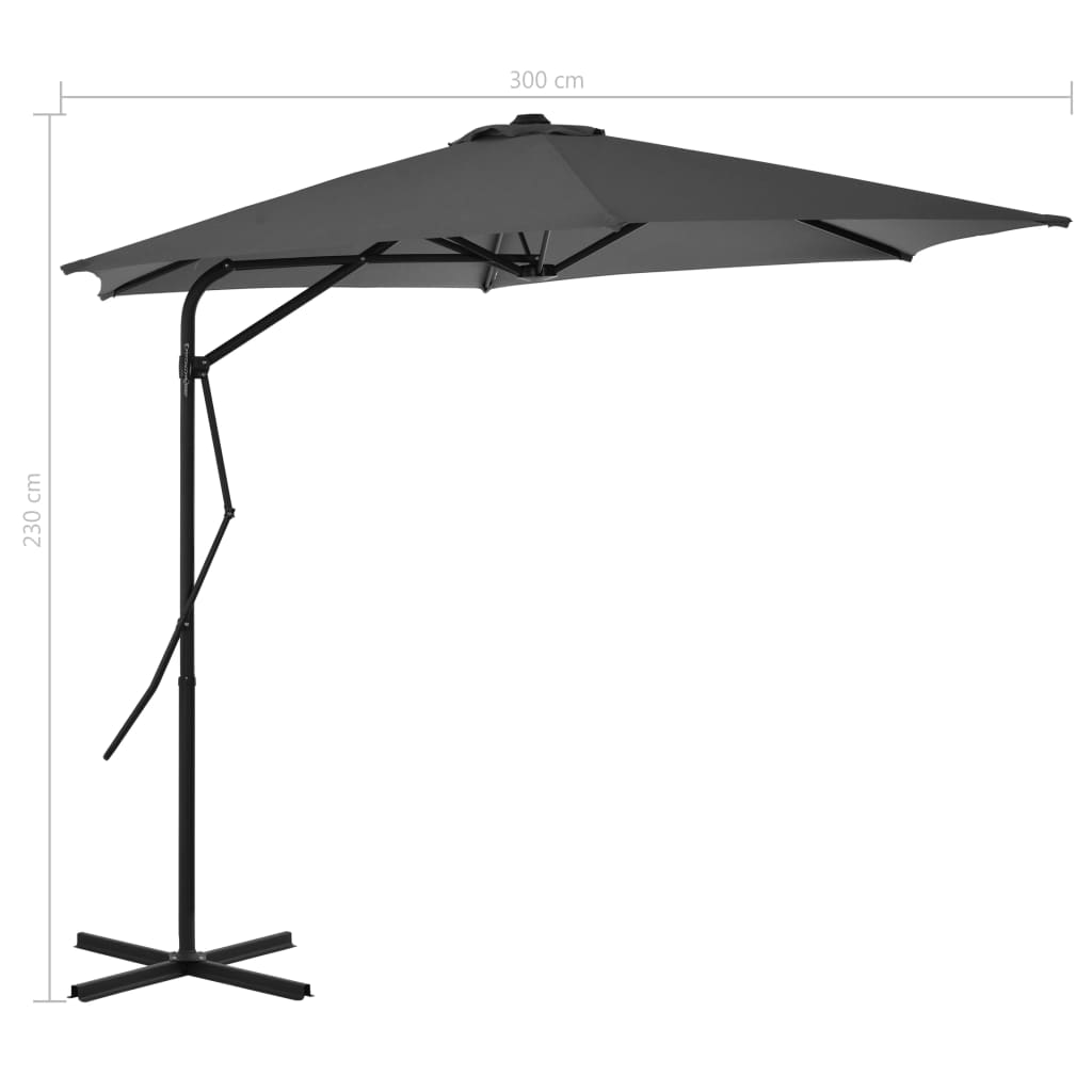 Garden Parasol with Steel Pole 300 cm Anthracite