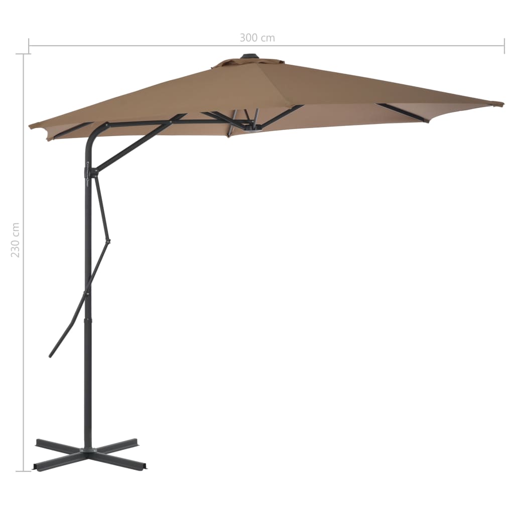 Garden Parasol with Steel Pole 300 cm Taupe