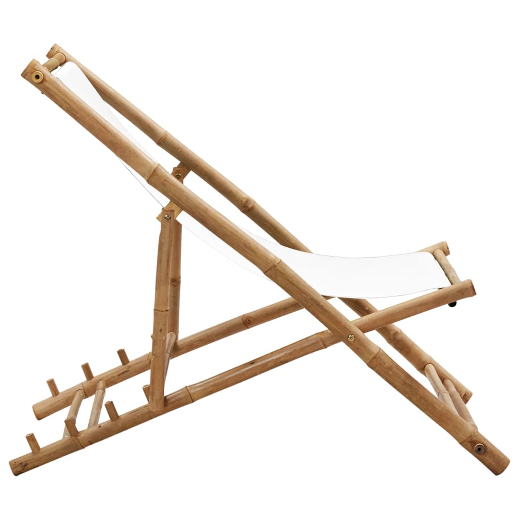 Outdoor Deck Chair Bamboo and Canvas