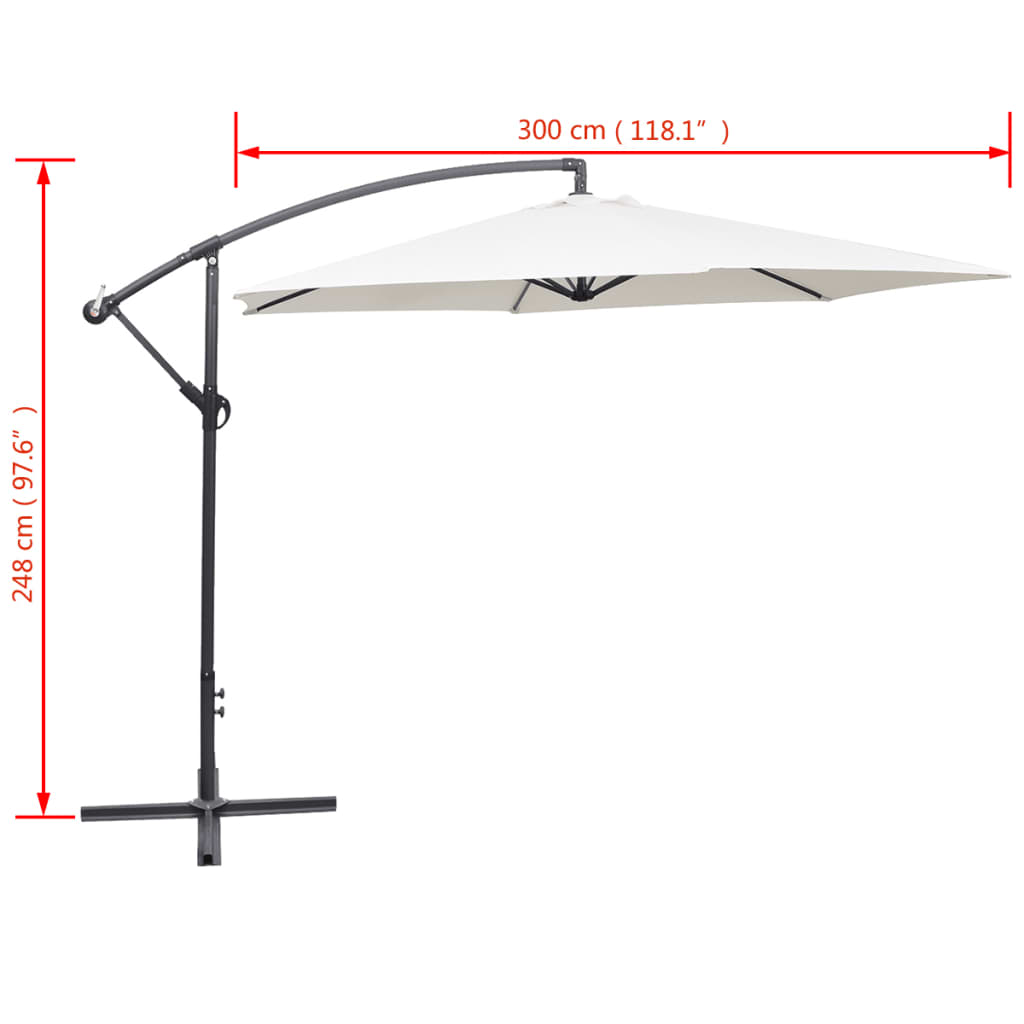 Cantilever Garden Parasol 3 m Sand White