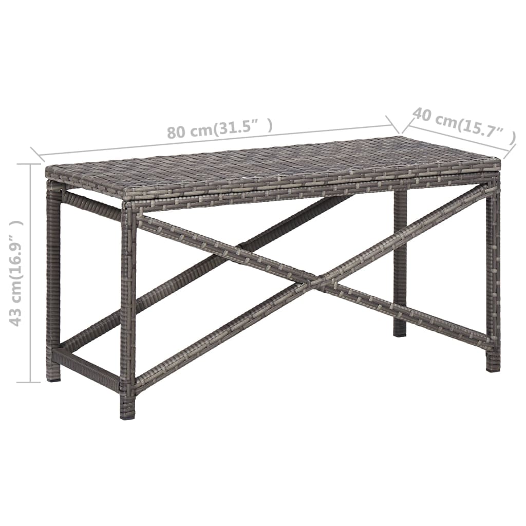 Garden Bench 80 cm Poly Rattan Grey