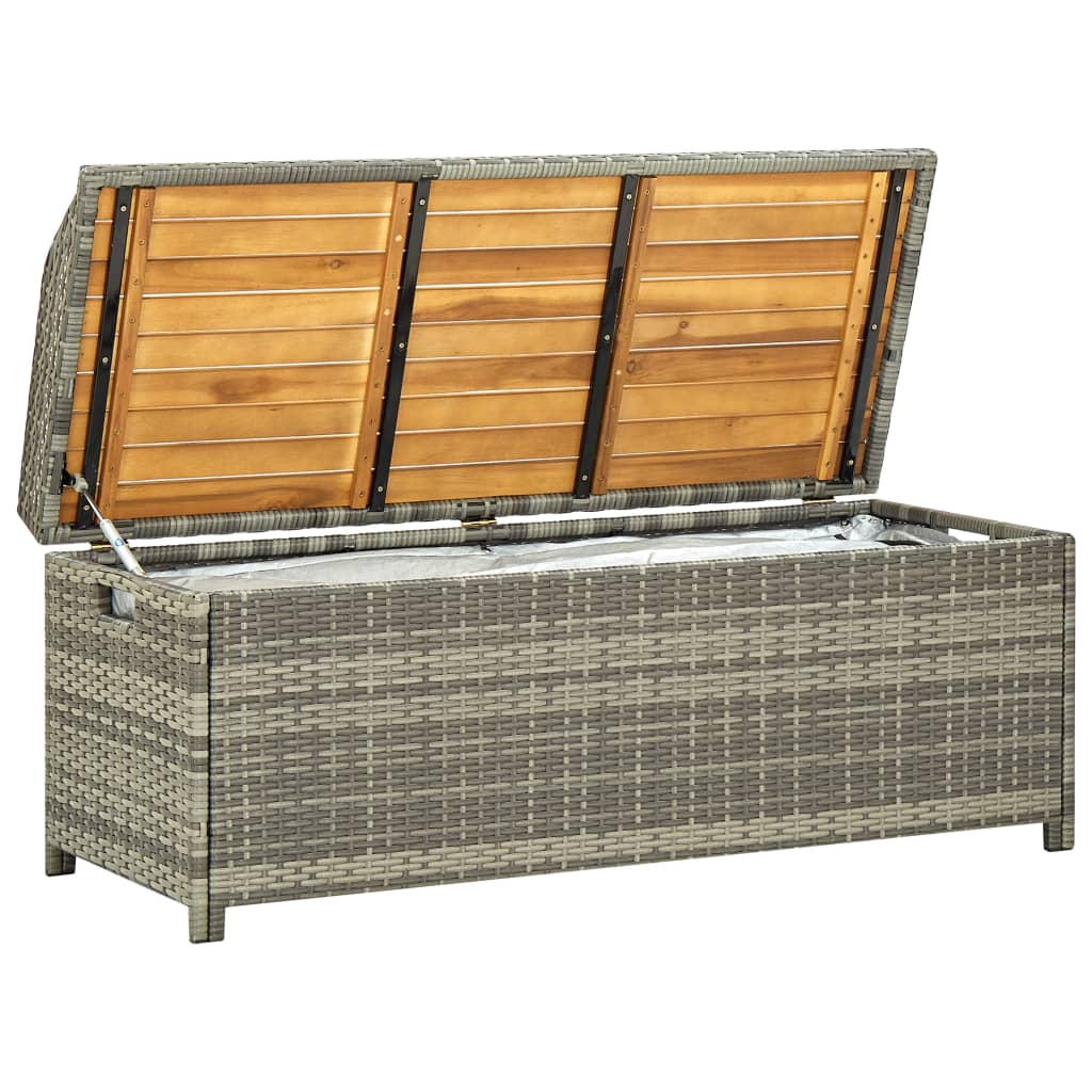 Garden Storage Bench 120 cm Poly Rattan Grey