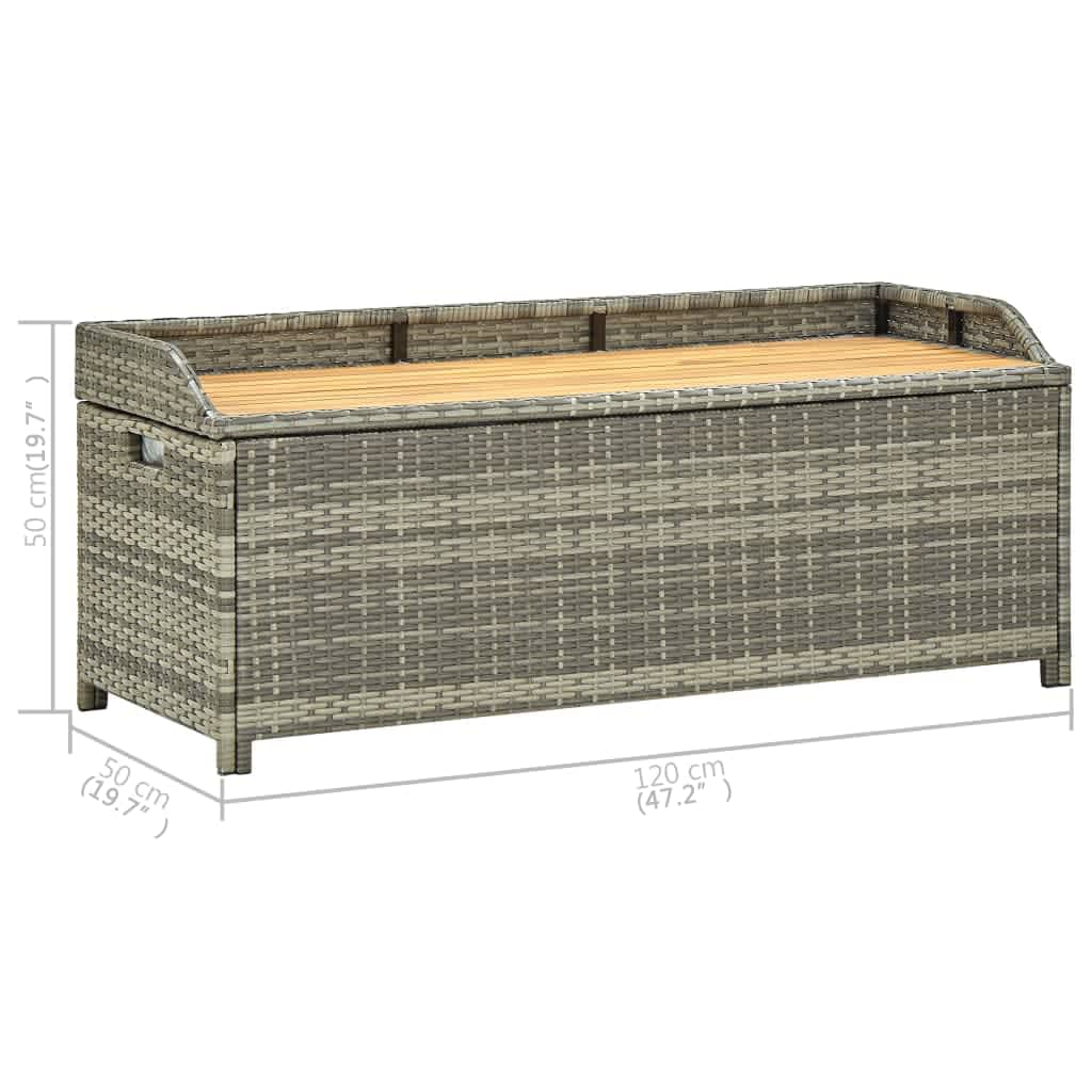 Garden Storage Bench 120 cm Poly Rattan Grey