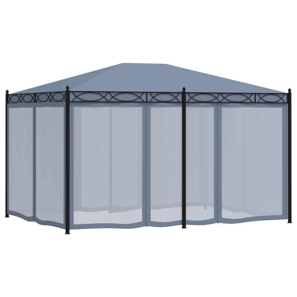 Gazebo with Mesh Screens 3x4 m Anthracite Steel