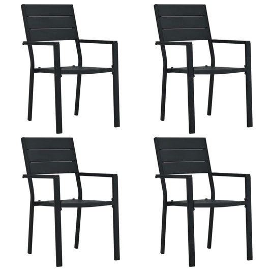 Garden Chairs 4 pcs Black HDPE Wood Look