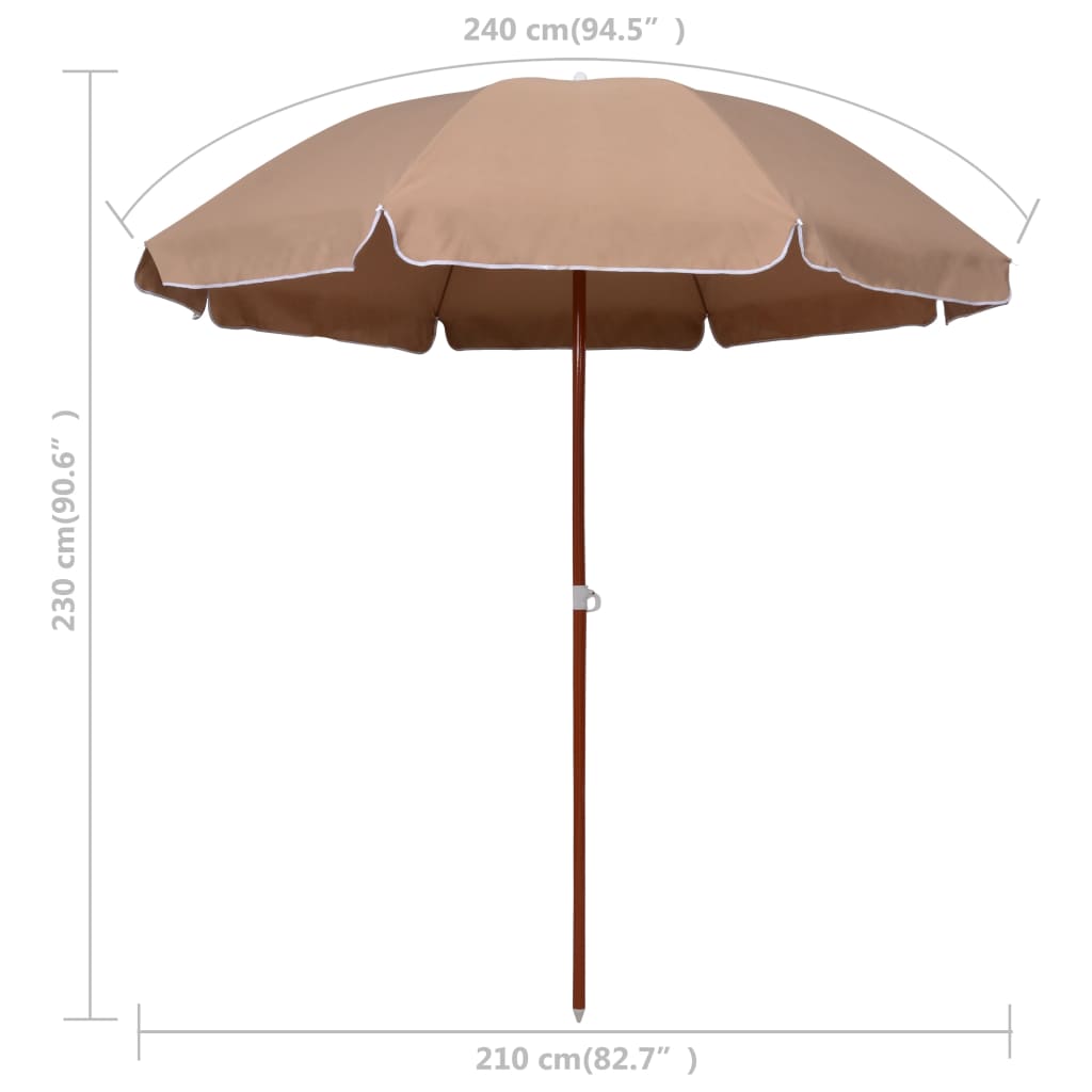 Garden Parasol with Steel Pole 240 cm Taupe