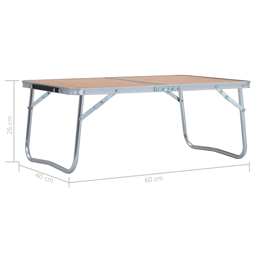 Folding Camping Table Brown Aluminium 60x40 cm