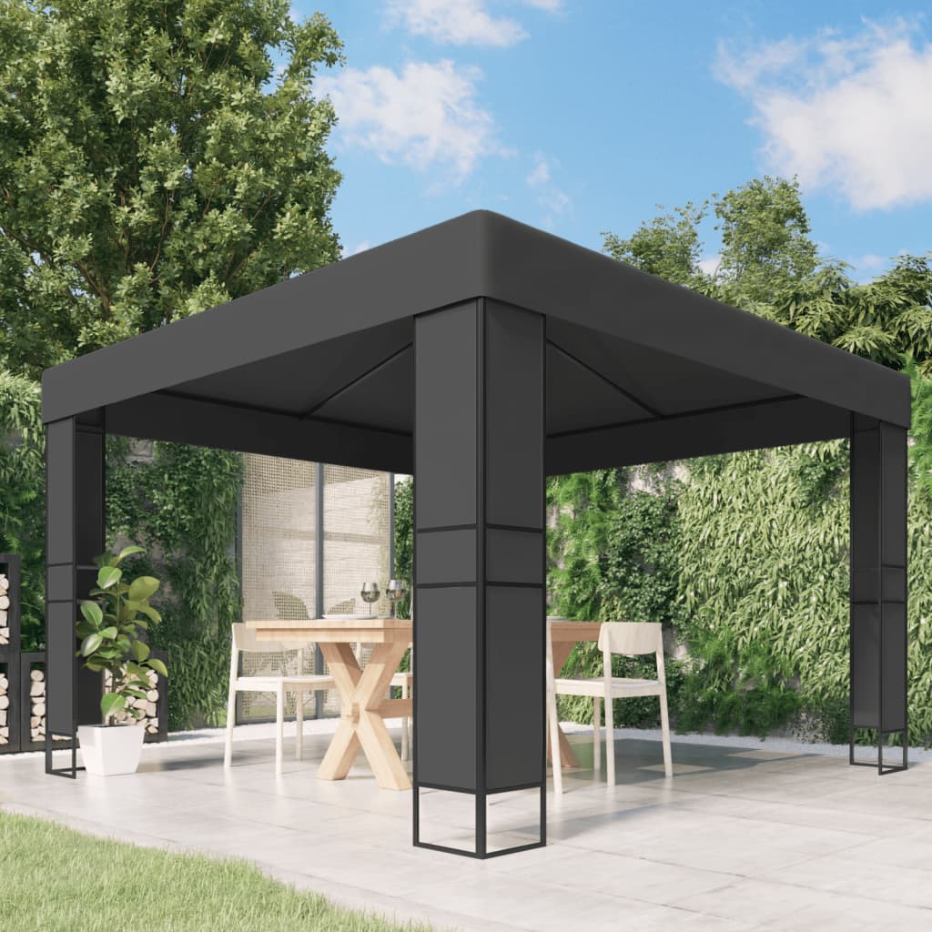 Gazebo with Double Roof 3x3 m Anthracite