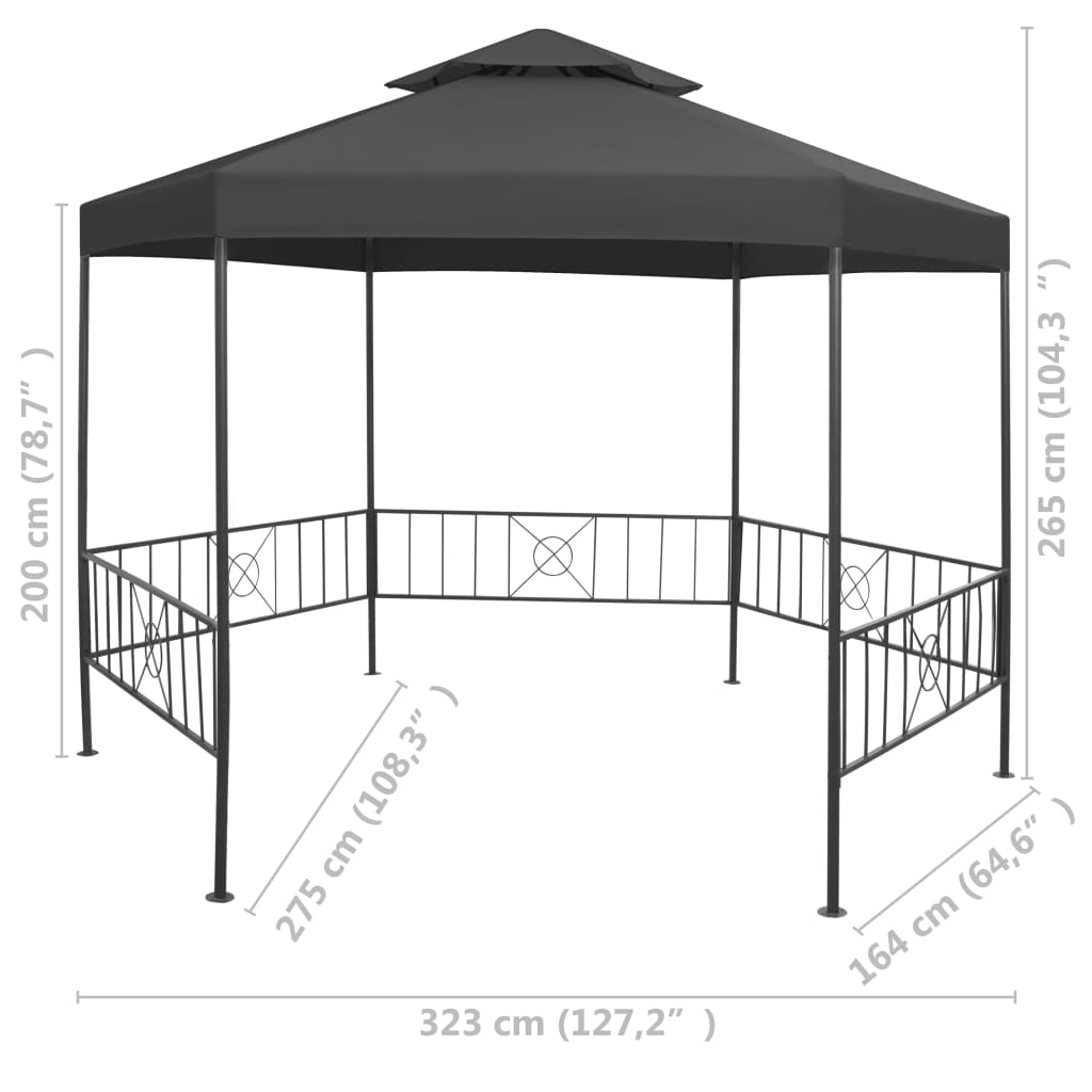 Garden Gazebo 323x275x265 cm Anthracite