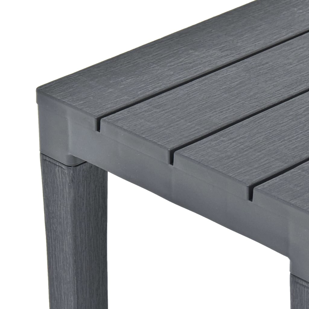 Garden Table with 2 Benches Plastic Anthracite