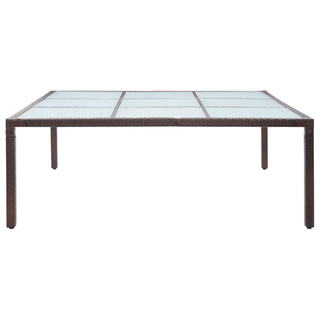 Garden Dining Table Brown 200x200x74 cm Poly Rattan