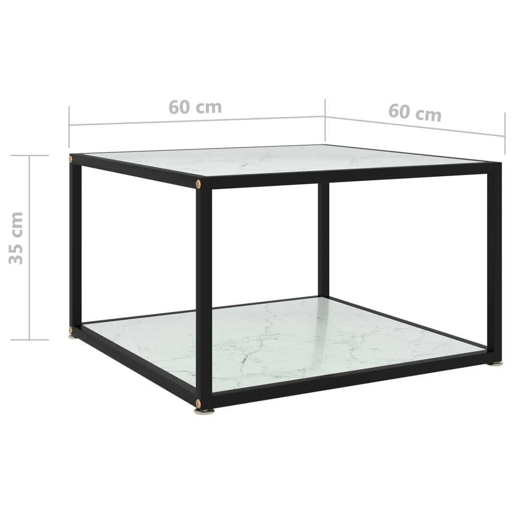 Coffee Table White 60x60x35 cm Tempered Glass