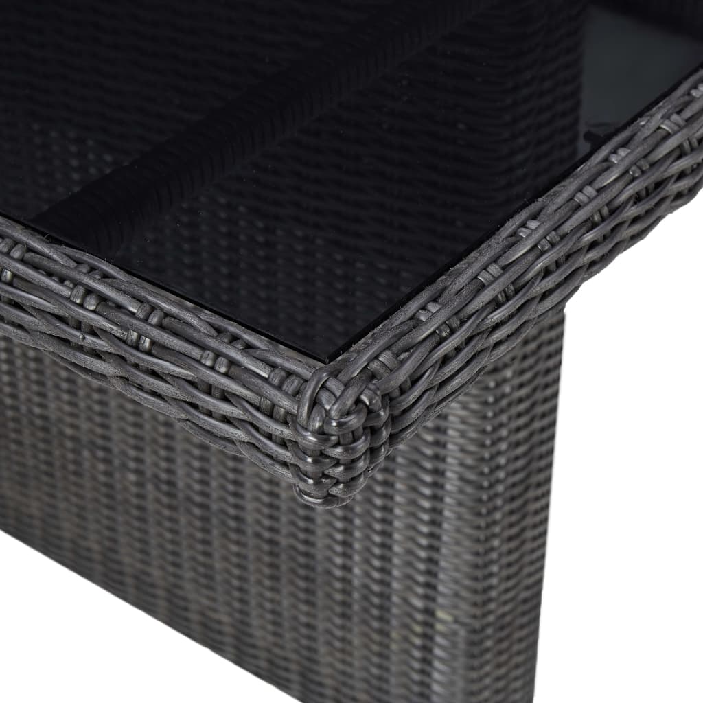 Garden Dining Table Black 200x100x74 cm Glass and Poly Rattan