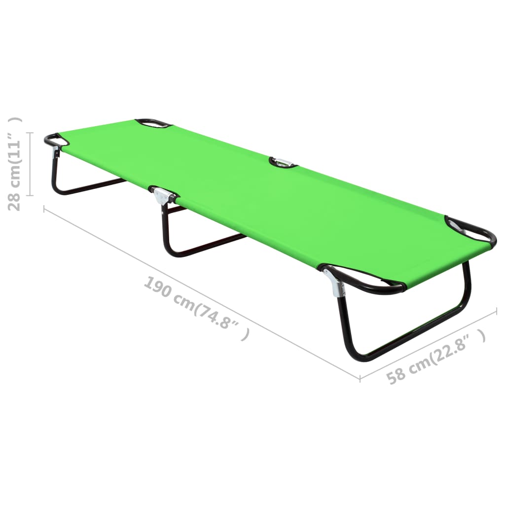 Folding Sun Lounger Steel Green