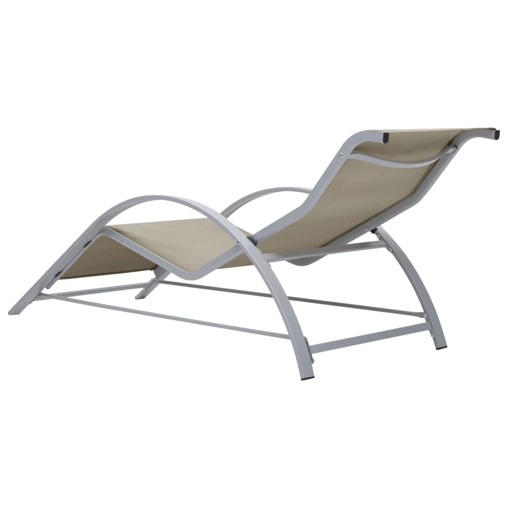 Sun Loungers 2 pcs with Table Aluminium Cream