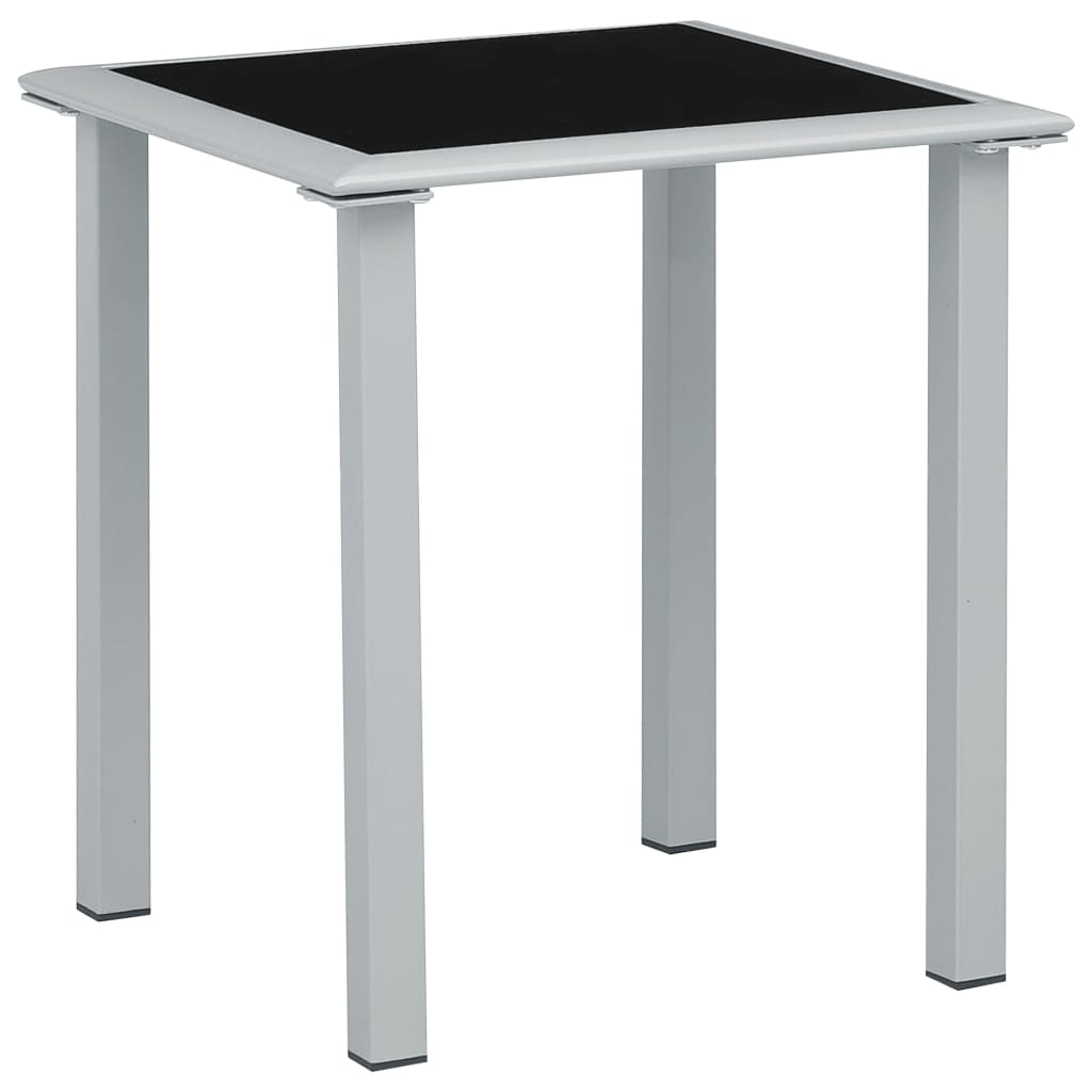 Garden Table Black and Silver 41x41x45 cm Steel and Glass