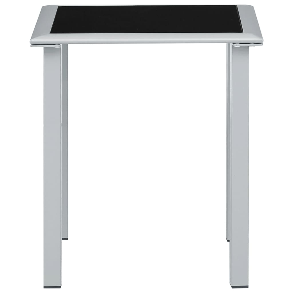 Garden Table Black and Silver 41x41x45 cm Steel and Glass