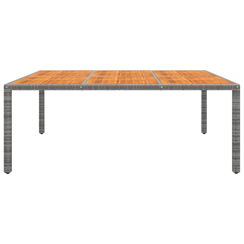 Garden Table 200x150x75 cm Acacia Wood and Poly Rattan Grey