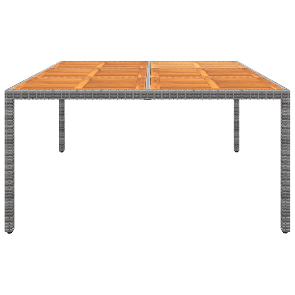 Garden Table 200x150x75 cm Acacia Wood and Poly Rattan Grey