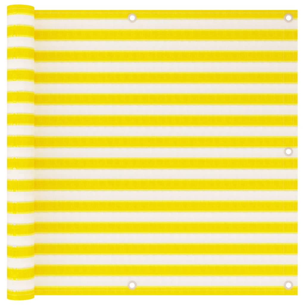 Balcony Screen Yellow and White 90x500 cm HDPE