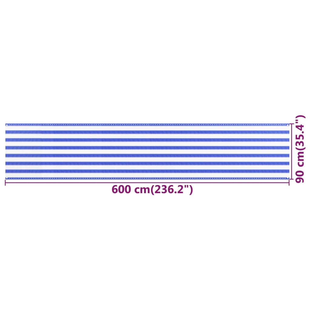 Balcony Screen Blue and White 90x600 cm HDPE