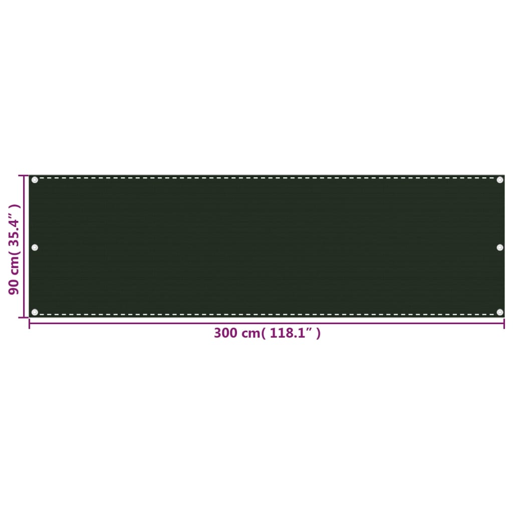 Balcony Screen Dark Green 90x300 cm HDPE