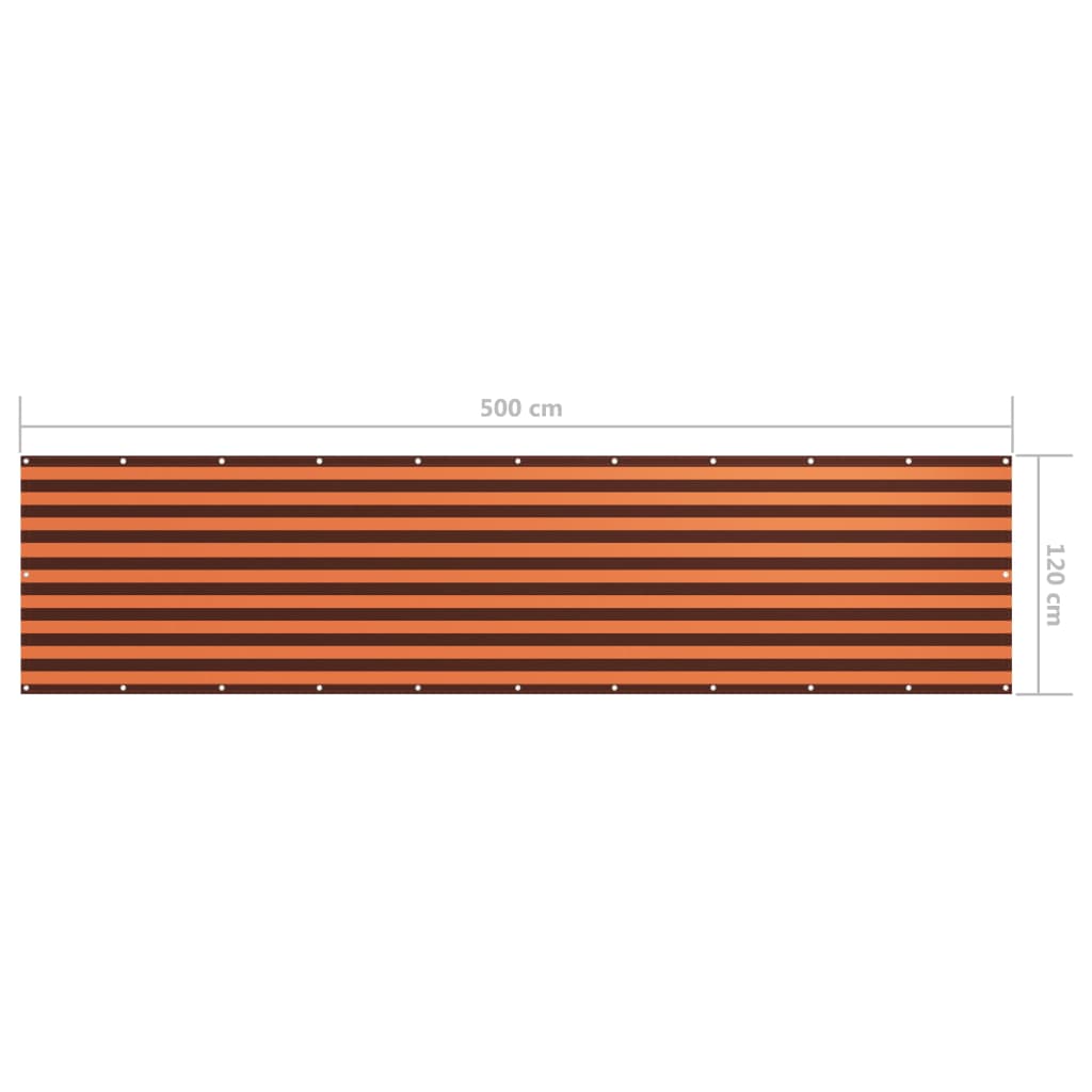 Balcony Screen Orange and Brown 120x500 cm Oxford Fabric