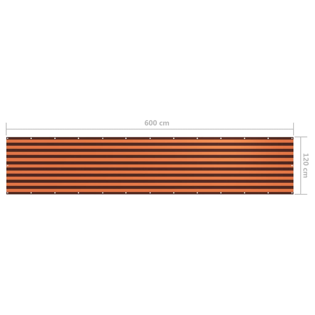 Balcony Screen Orange and Brown 120x600 cm Oxford Fabric