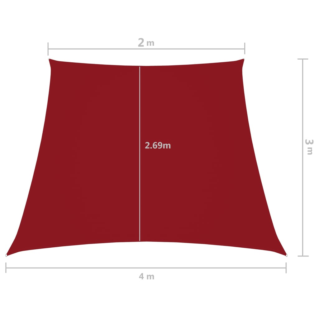 Sunshade Sail Oxford Fabric Trapezium 2/4x3 m Red