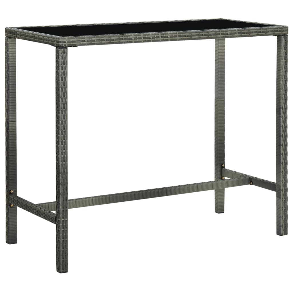 Garden Bar Table Grey 130x60x110 cm Poly Rattan and Glass