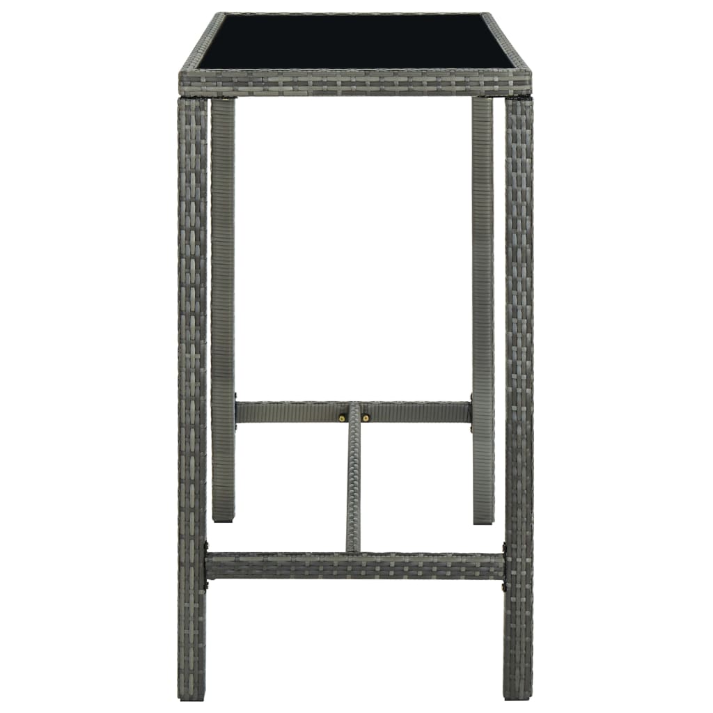 Garden Bar Table Grey 130x60x110 cm Poly Rattan and Glass