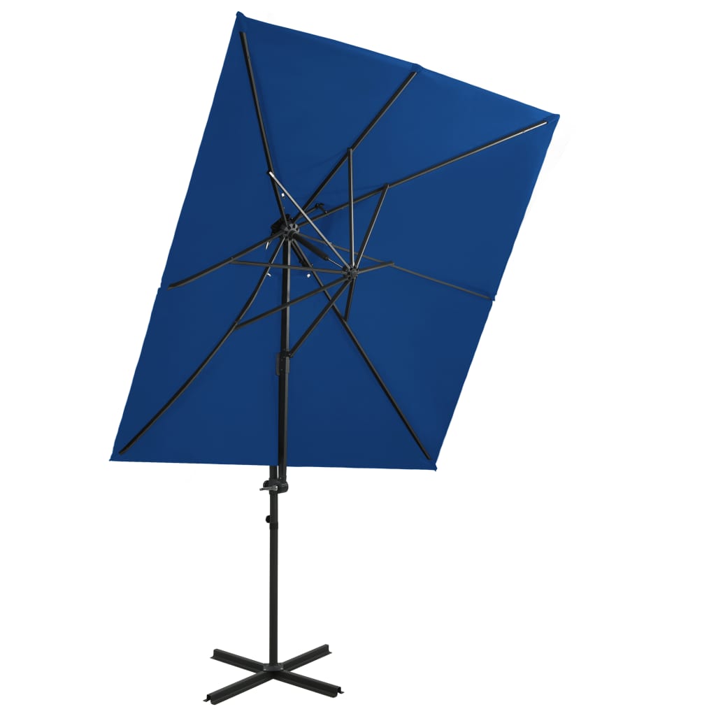 Cantilever Garden Parasol with Double Top Azure Blue 250x250 cm