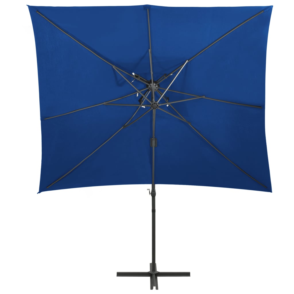 Cantilever Garden Parasol with Double Top Azure Blue 250x250 cm