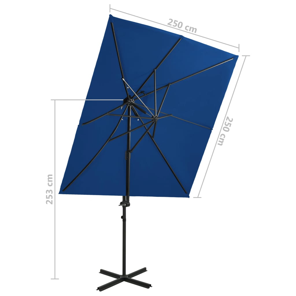 Cantilever Garden Parasol with Double Top Azure Blue 250x250 cm